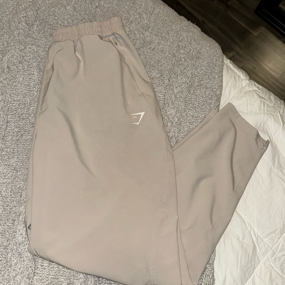 Gymshark Tan Windbreaker Sweatpants Relaxed Fit Tapered